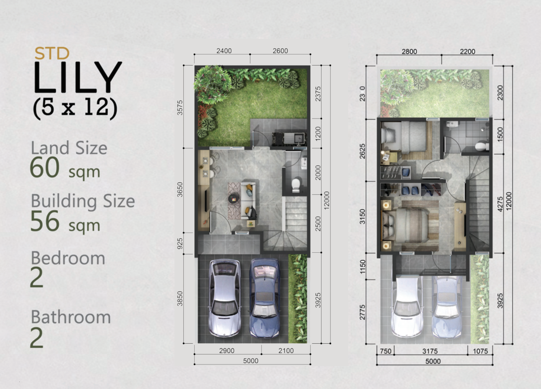 Rumah Baru 2 Lantai Tipe Lily 5x12 di Cluster Melia Hyra Graha Raya, Bintaro Tangerang Selatan