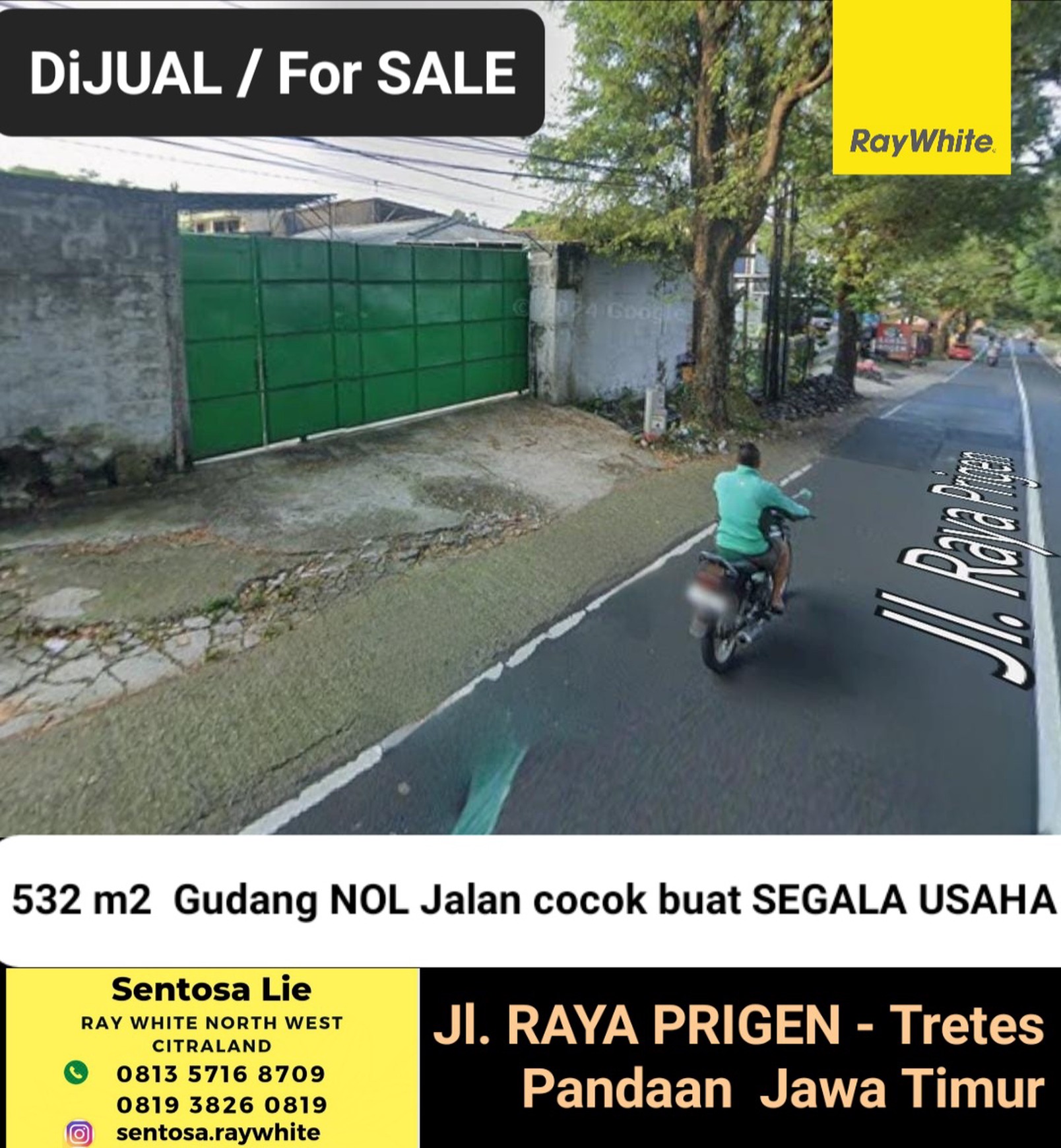 Murah Dijual 531 M2 Gudang Rumah Usaha Nol Jalan Raya Prigen - Tretes- Pandaan Jawa Timur - Strategis 0 Jalan Raya Cocok Buat Segala Usaha, Resto, Cafe, Rumah Makan, Dll