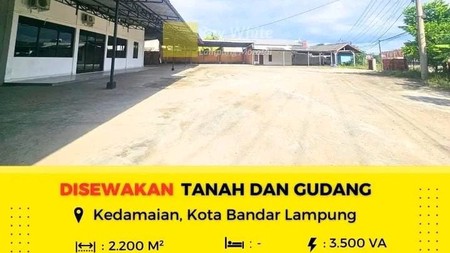 DISEWAKAN TANAH DAN GUDANG DI KEDAMAIAN KOTA BANDAR LAMPUNG 