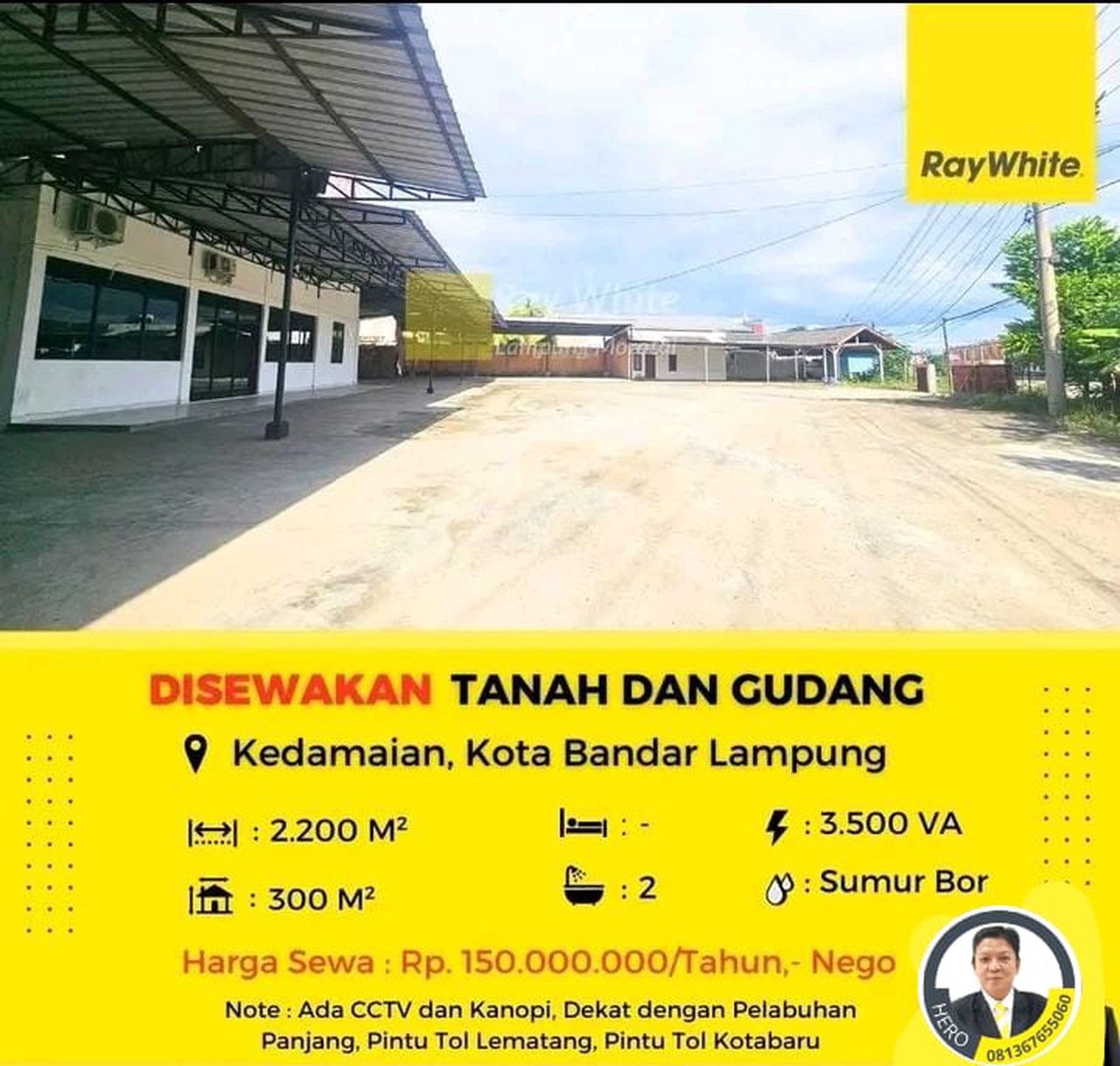 DISEWAKAN TANAH DAN GUDANG DI KEDAMAIAN KOTA BANDAR LAMPUNG