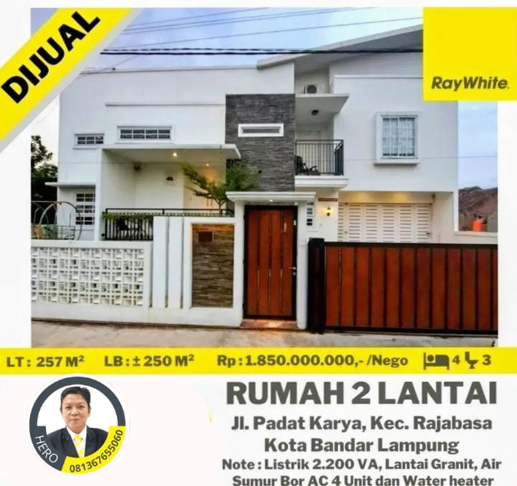 DIJUAL RUMAH MINIMALIS DUA LANTAI RELATIF BARU DI RAJABASA KOTA BANDAR LAMPUNG