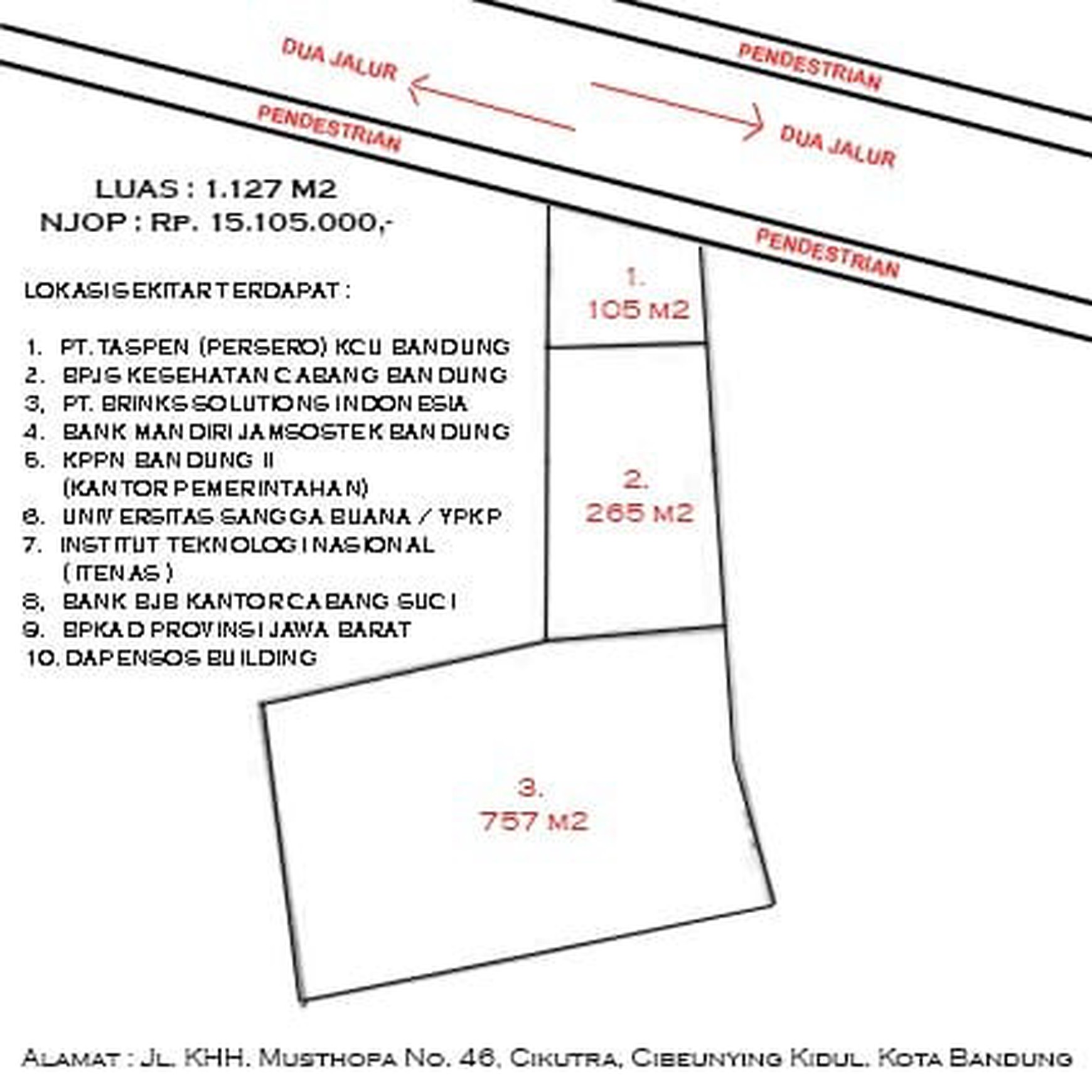 Tanah Harga NJOP, Jl. KH.Mustopha, Cikutra, Bandung