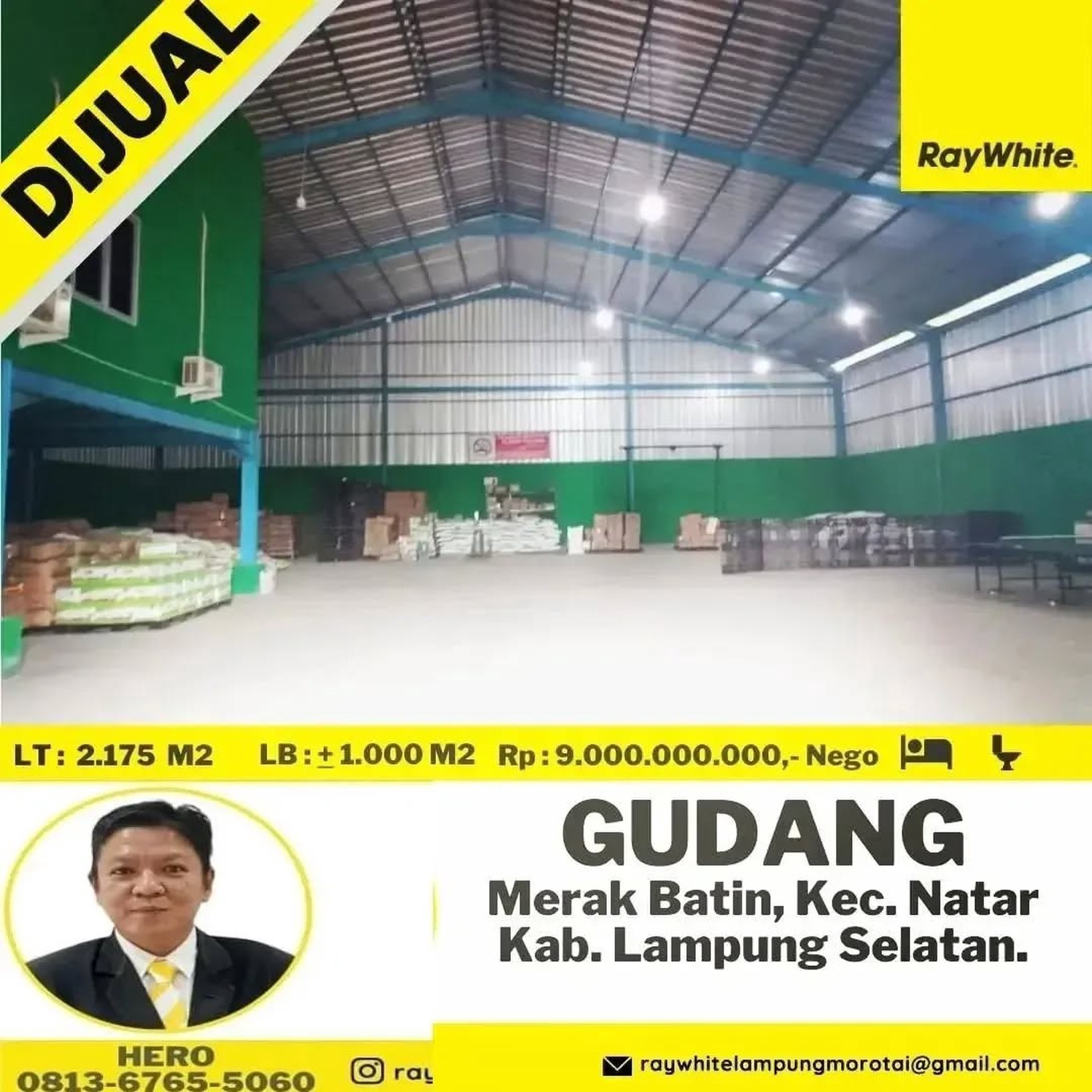 DIJUAL TANAH BONUS GUDANG DI NATAR LAMPUNG SELATAN