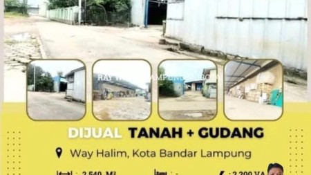 DIJUAL TANAH DAN GUDANG DI PUSAT KOTA WAY HALIM KOTA BANDAR LAMPUNG