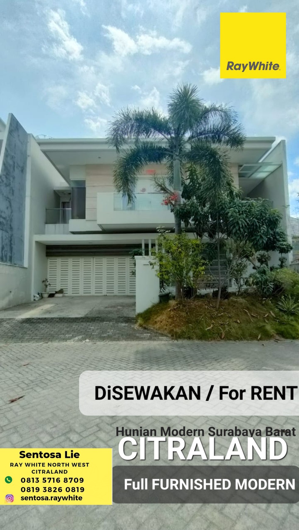 Disewakan Rumah Bukit Telaga Golf Citraland Full Furnished Modern Garasi Carport Masuk 4 Mobil Lokasi Dekat Gwalk, Patung Merlion.