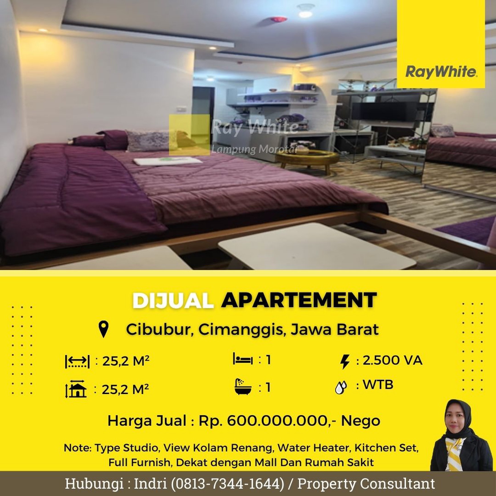Apartement Studio Transpark Cibubur Tower Aurora Dijual Cepat