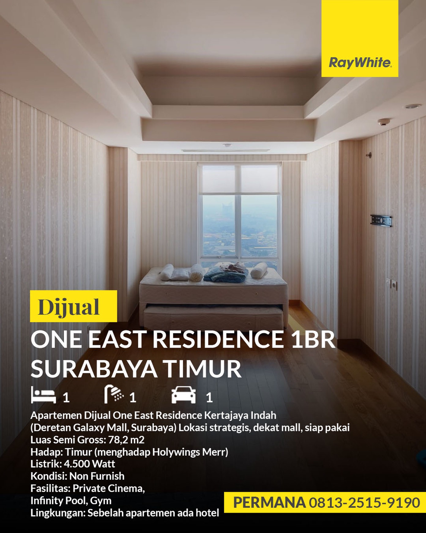 Apartemen Dijual One East Residence Kertajaya Indah dekat Galaxy Mall