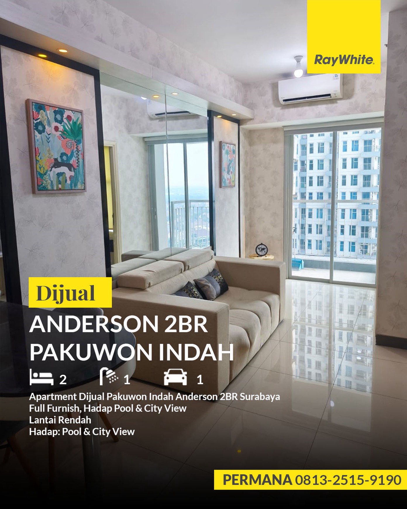 Apartemen Dijual Pakuwon Indah Anderson 2BR Surabaya