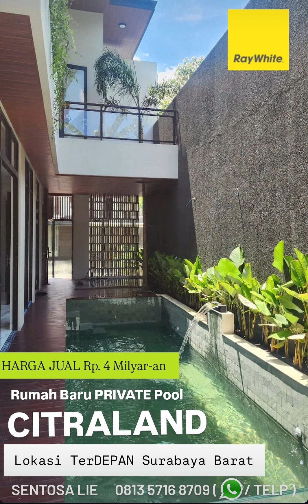 New Private Pool Rumah Citraland Alam Hijau Surabaya Barat Dekat Woodland, Universitas Ciputra, Hokky Buah, Fresh Market Citraland