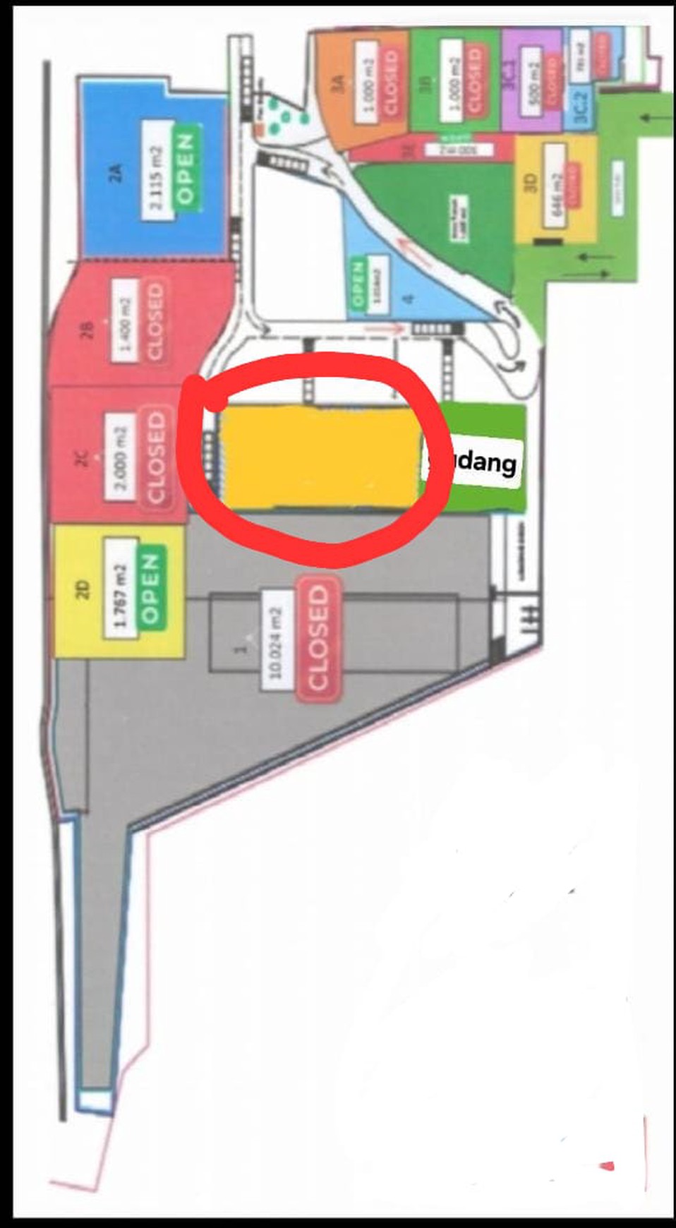 Disewa gudang di rest area KM19B Tol Cikampek Tambun, Bekasi