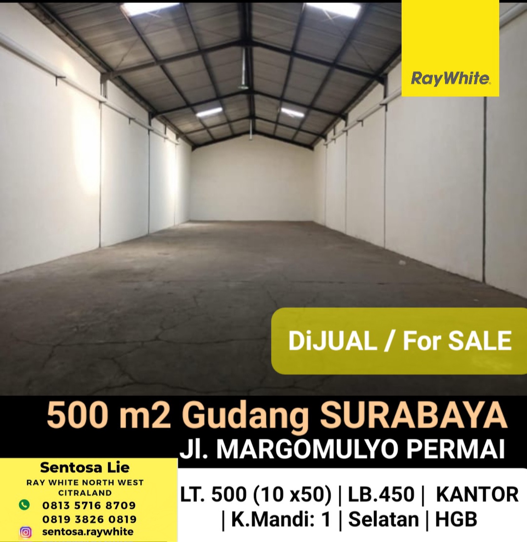 Dijual 500 m2 Gudang Margomulyo Permai Surabaya Area Greges - Asemrowo - Kalianak Strategis Lokasi