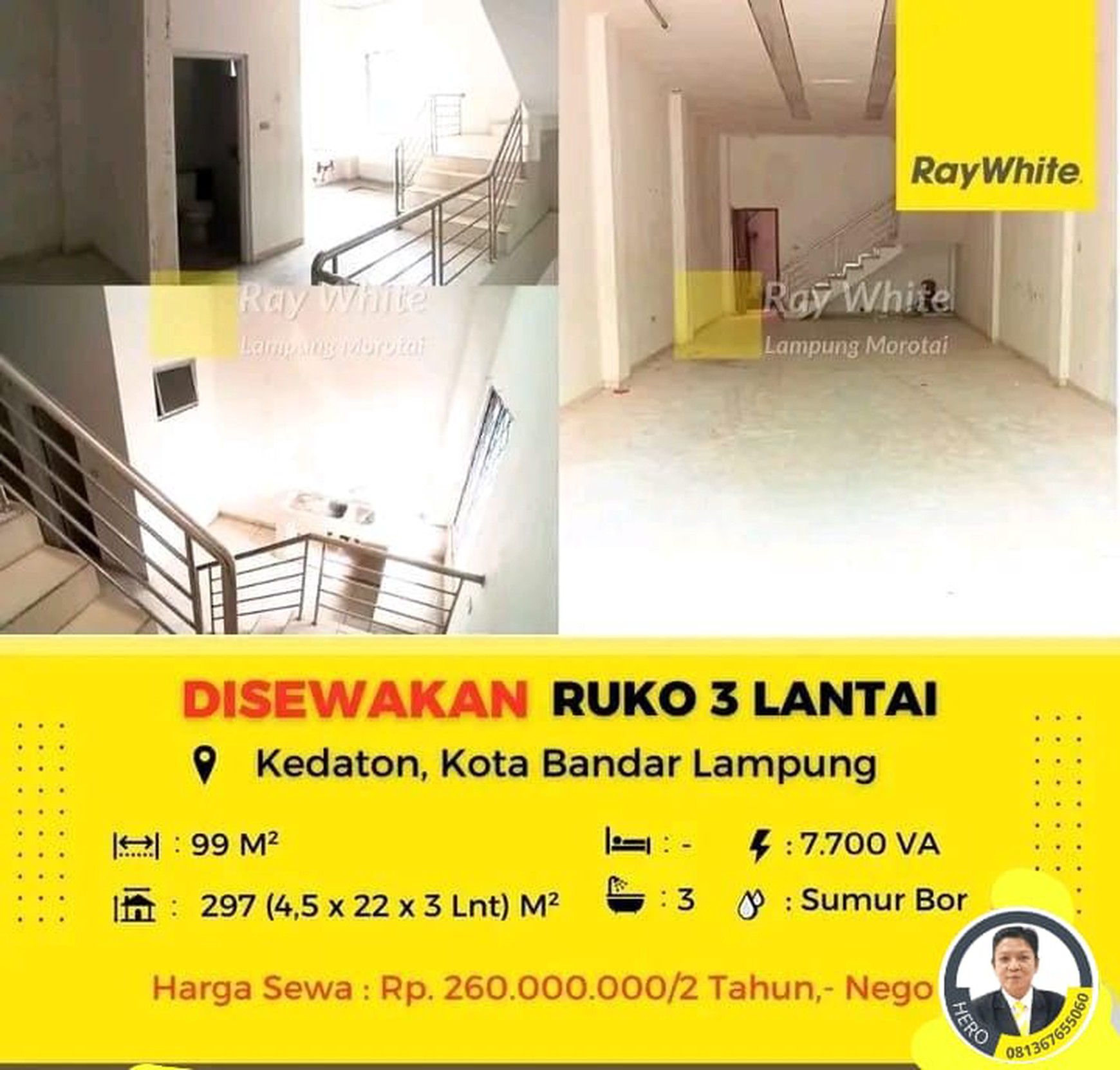 DISEWAKAN RUKO 3 LANTAI DI JL.TEUKU UMAR KEDATON BANDAR LAMPUNG