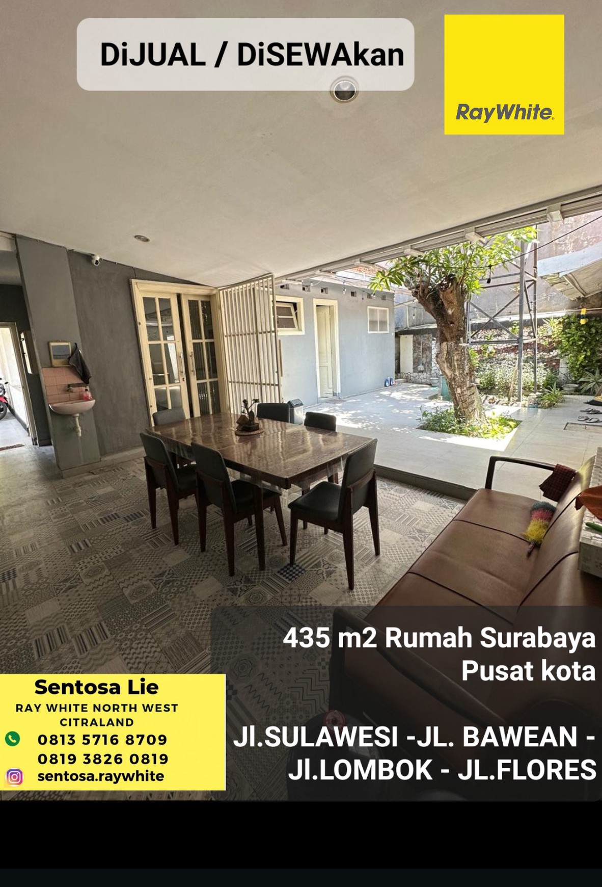 Dijual / Disewakan Rumah Jalan Bawean - Gubeng - Surabaya Pusat Kota - Cantik Kuno Instagramable Dekat Jalan Sulawesi, Flores