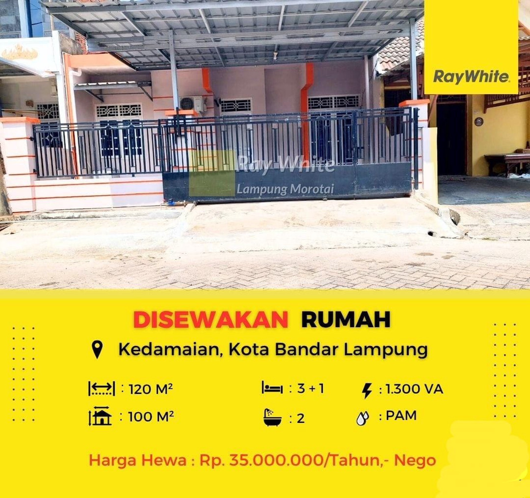 Disewakan rumah di Kedamaian