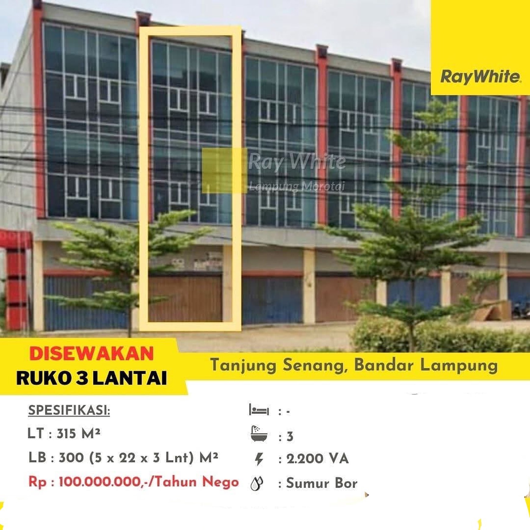 DISEWAKAN RUKO 3 LANTAI DI BY PASS SOEKARNO HATTA LABUHAN DALAM