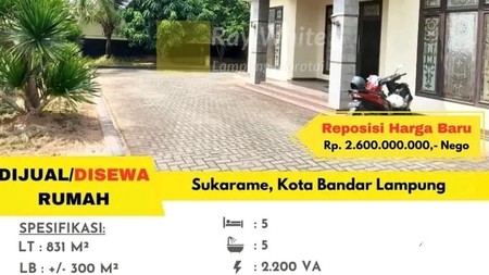 DIJUAL/SEWAKAN RUMAH DI SUKARAME KOTA BANDAR LAMPUNG