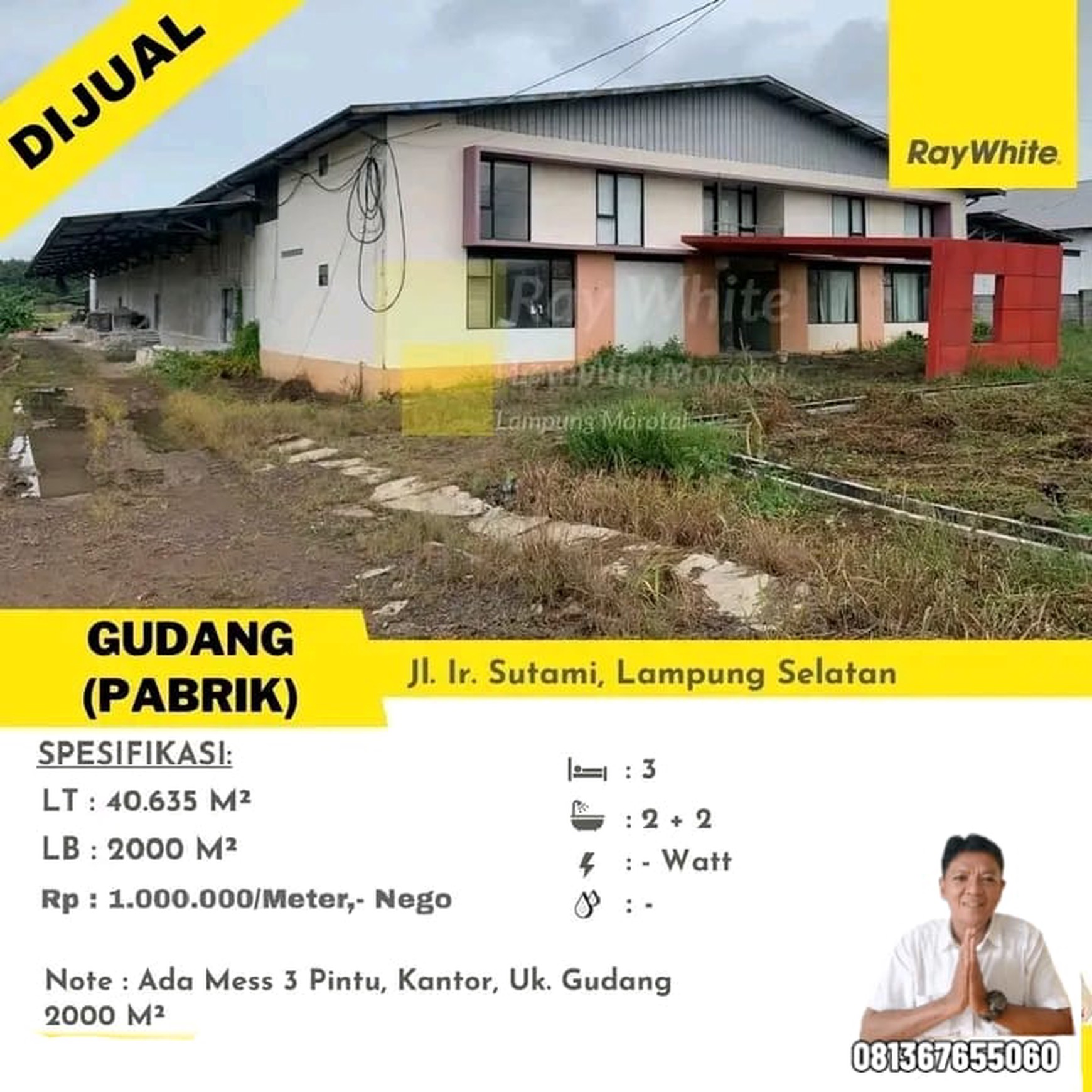 DIJUAL TANAH DAN GUDANG DI JL.IR.SUTAMI LAMPUNG SELATAN