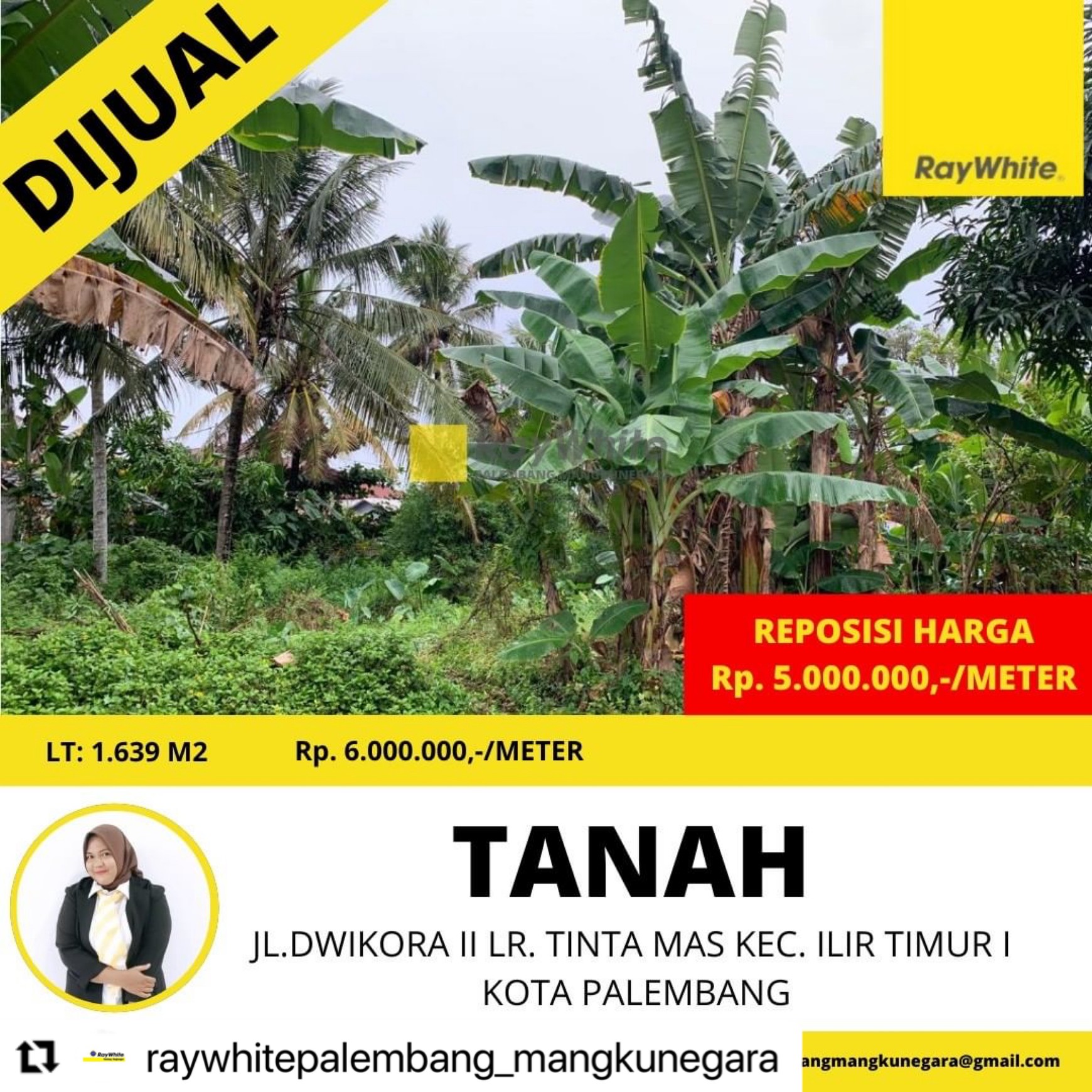 Tanah murah tengah kota palembang daerah bisnis 
