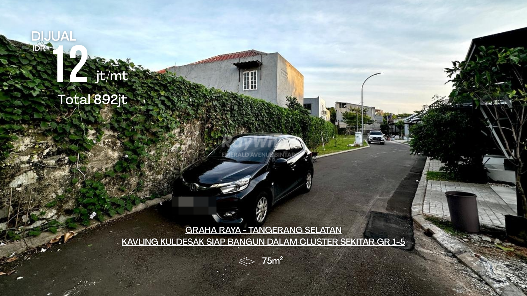 RARE UNIT! Tanah 75 m2 di Graha Raya Bintaro - Dalam Cluster Aktif 90% Huni - Hanya 12jt per meter
