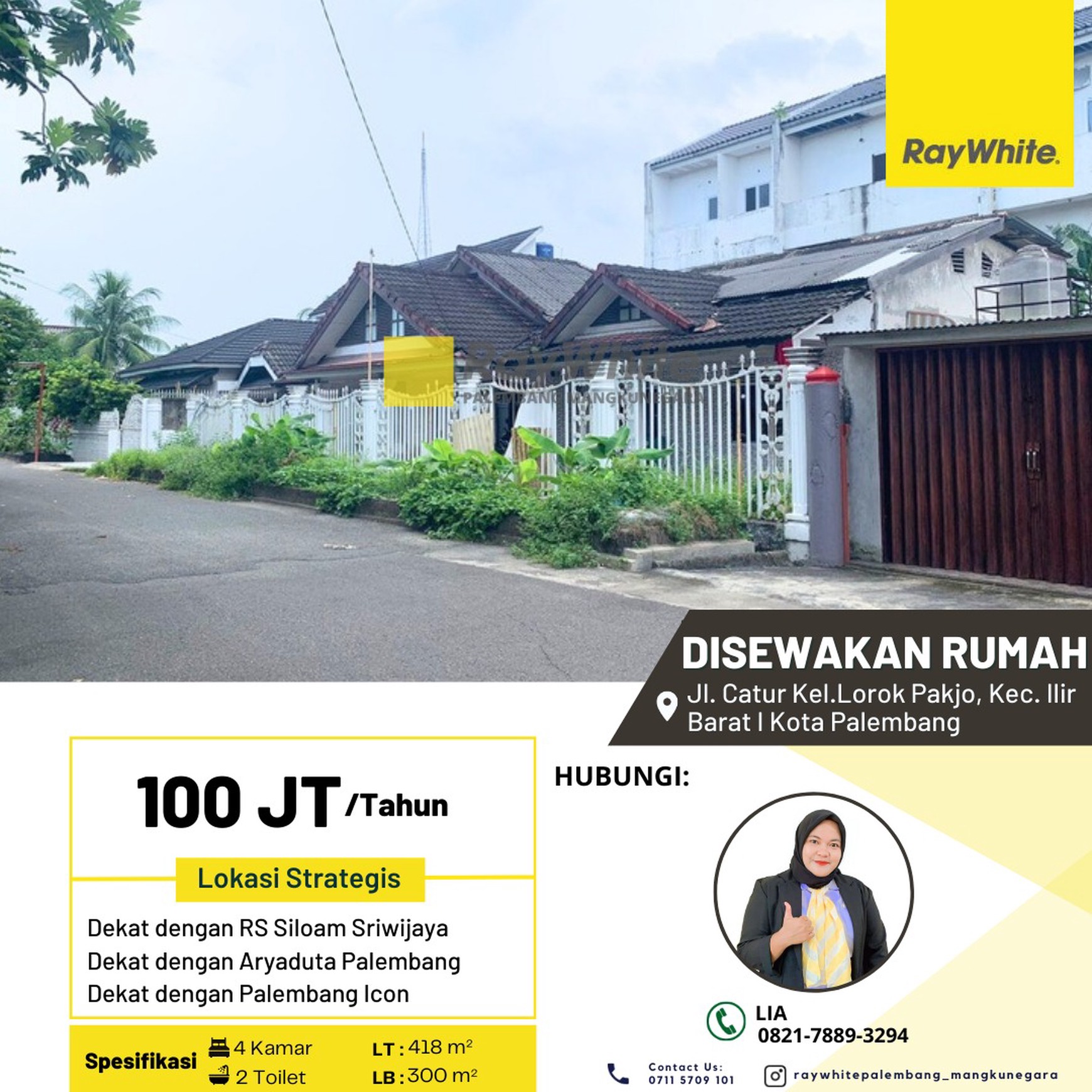 rumah sewa palembang tengah kota palembang