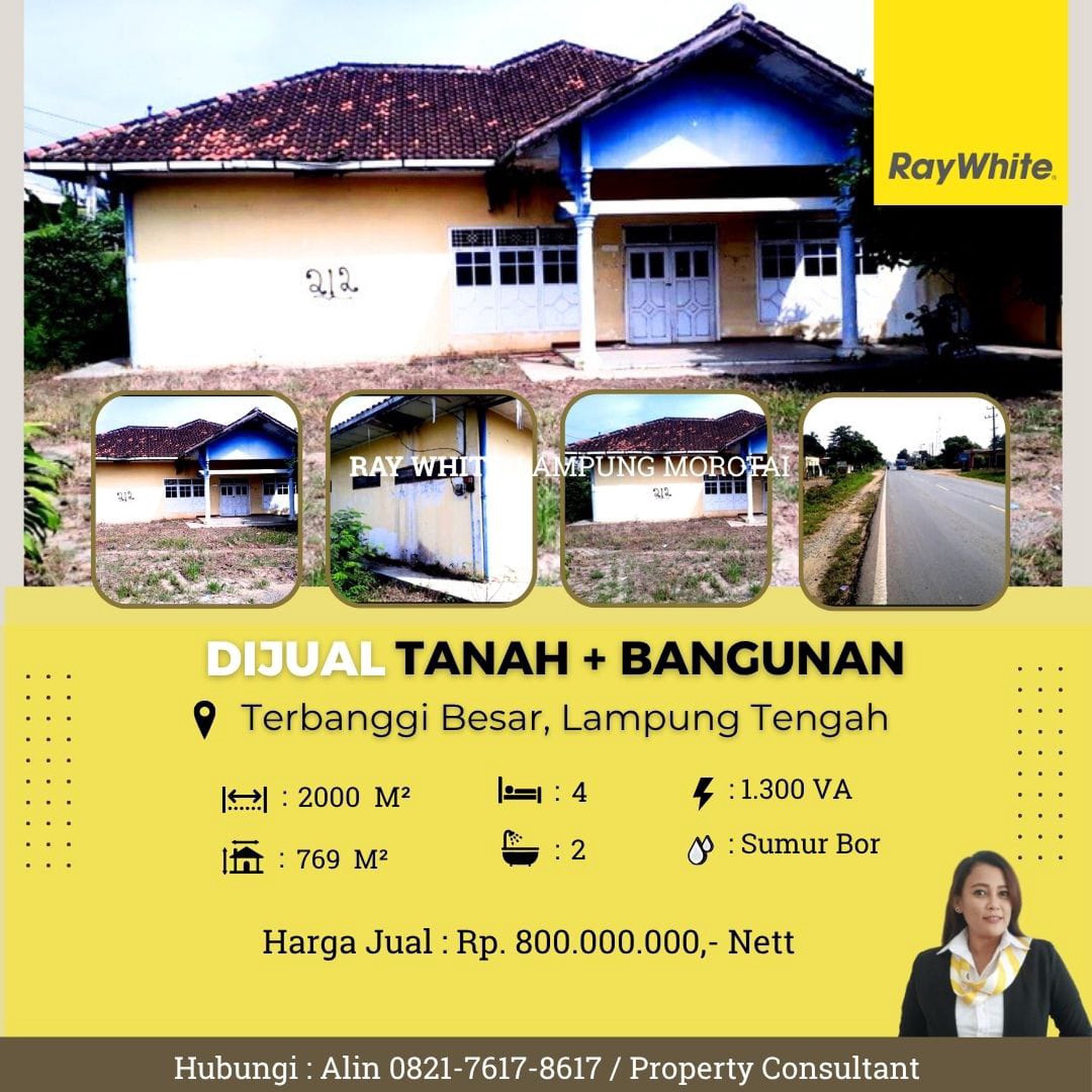 di jual tanah dan bangunan di terbanggi  besar