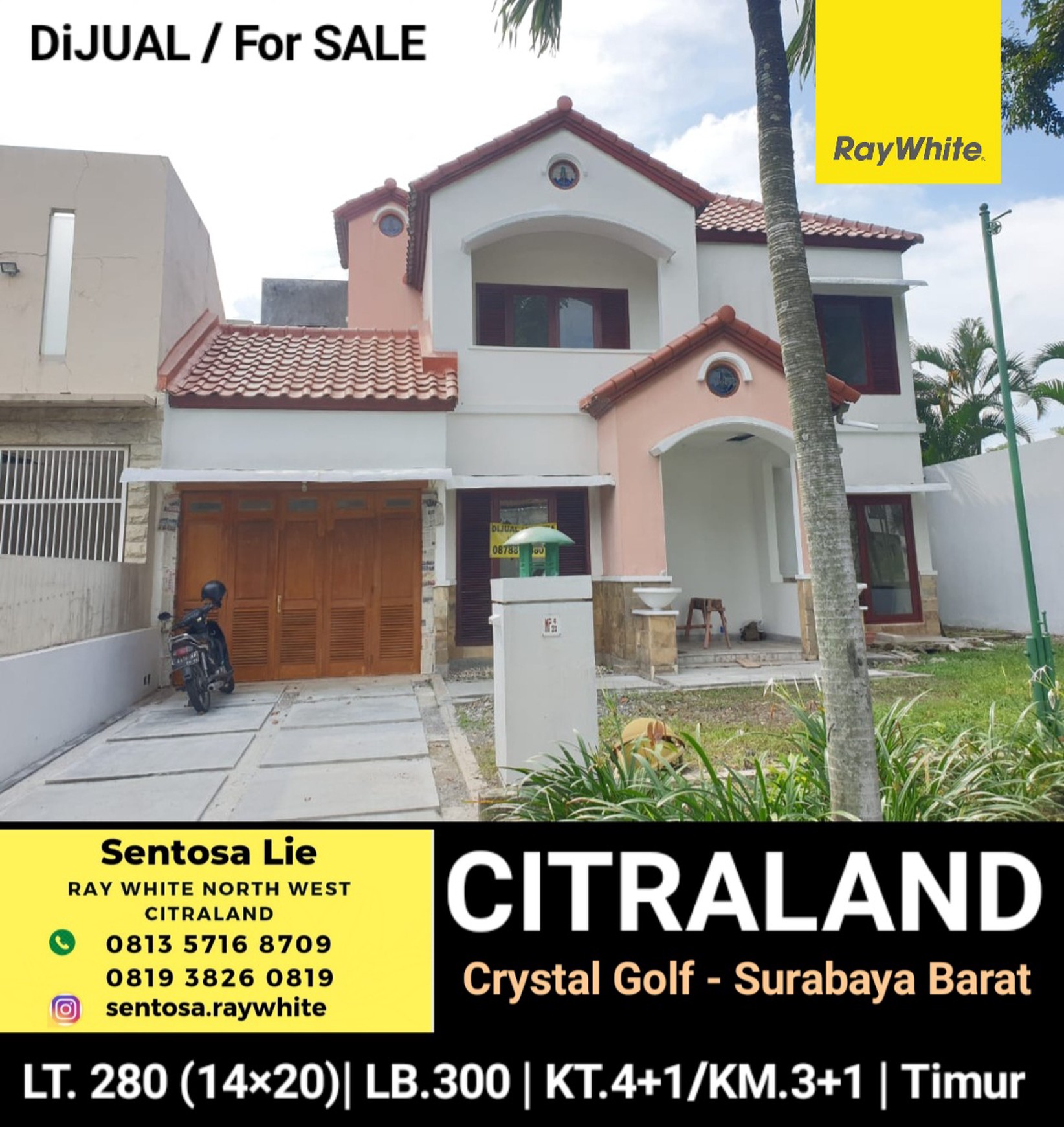MURAH LUAS Dijual Rumah Crystal Golf Citraland Surabaya Barat - BARU Renov Cantik Siap Huni 