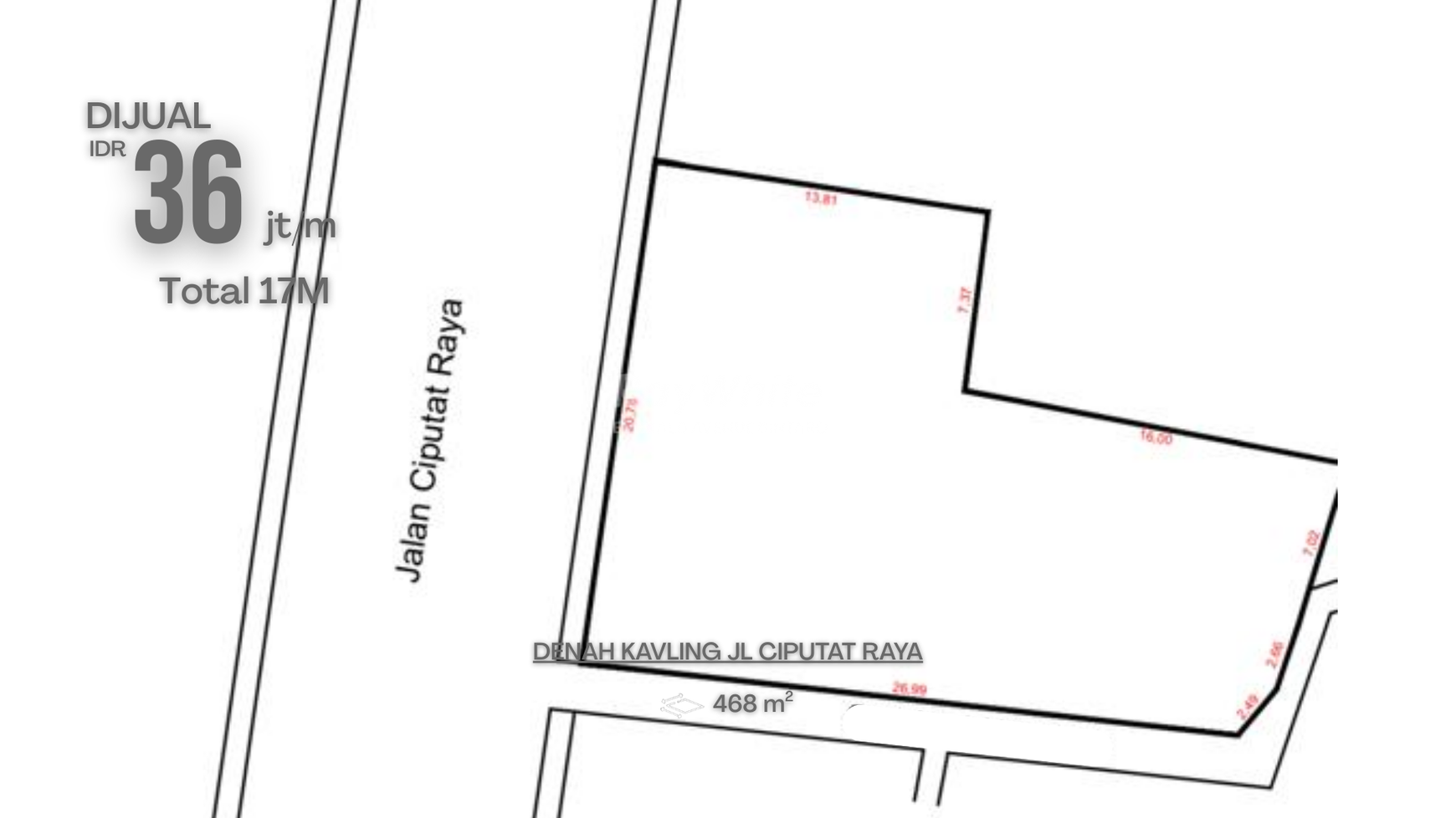 Tanah Kavling Luas 468 m2 SHM di Jl. Ciputat Raya - Lokasi Emas Dekat MRT & Terminal, Ideal untuk Usaha & Investasi