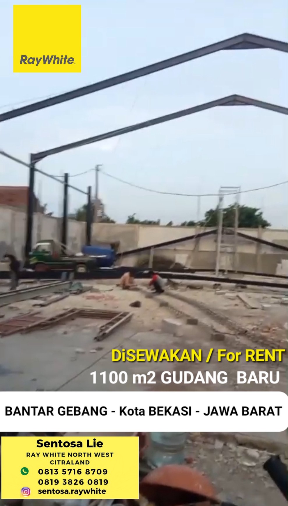 Disewakan 1100 M2 Gudang Baru Bantargebang - Kota Bekasi - Jawa Barat
