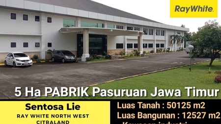 Dijual 5 Ha Eks Pabrik Pasuruan Jatim - Kawasan Industri - Lengkap Ijin Industri - Akses Truk Kontainer