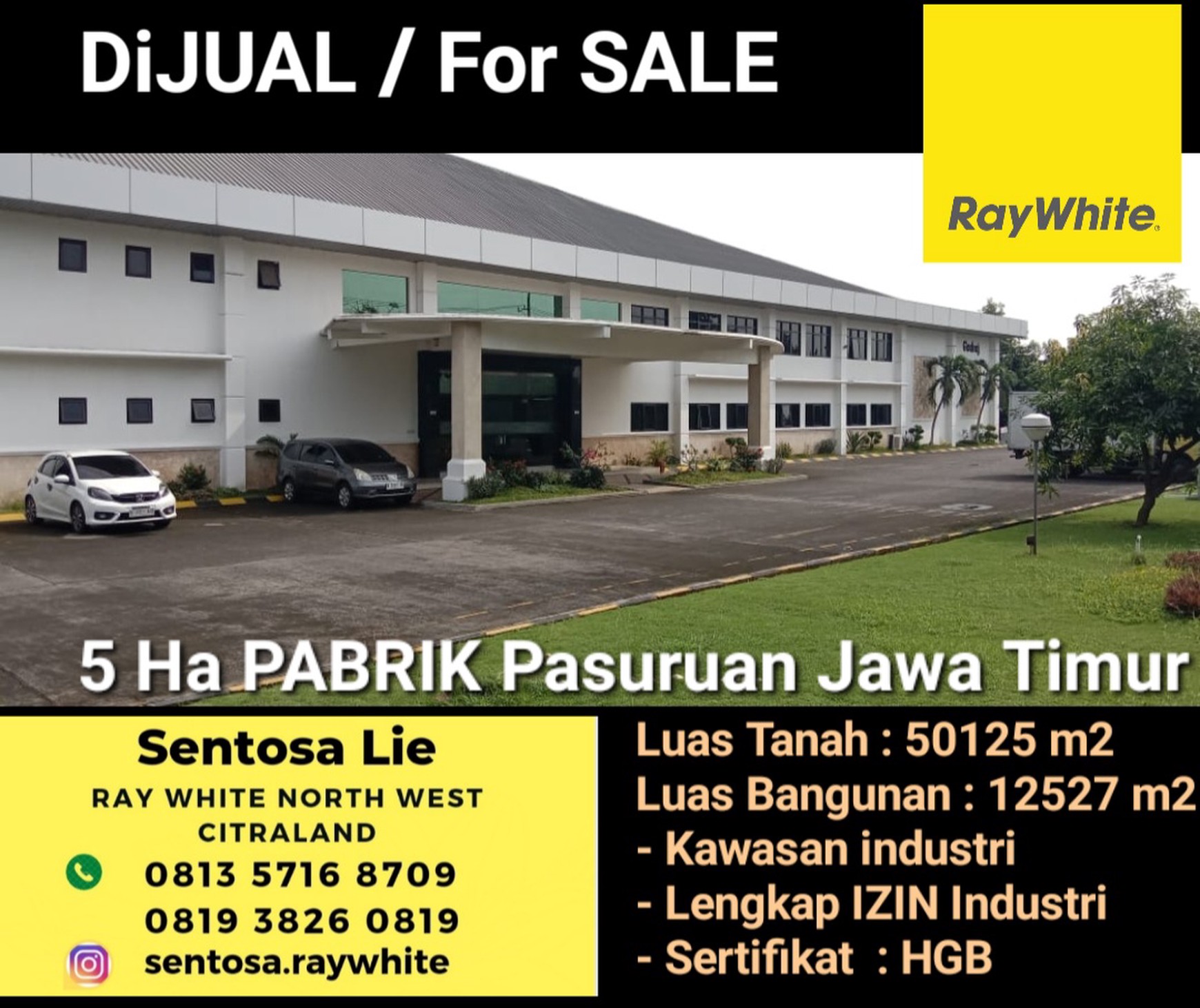 Dijual 5 Ha Eks Pabrik Pasuruan Jatim - Kawasan Industri - Lengkap Ijin Industri - Akses Truk Kontainer