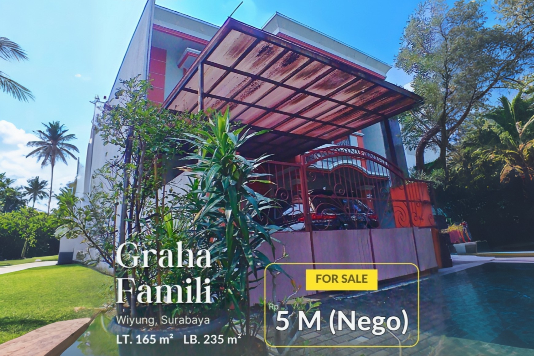 Rumah 2 Lantai Murah dan Mewah Berlokasi Strategis di Graha Family, Wiyung, Surabaya
