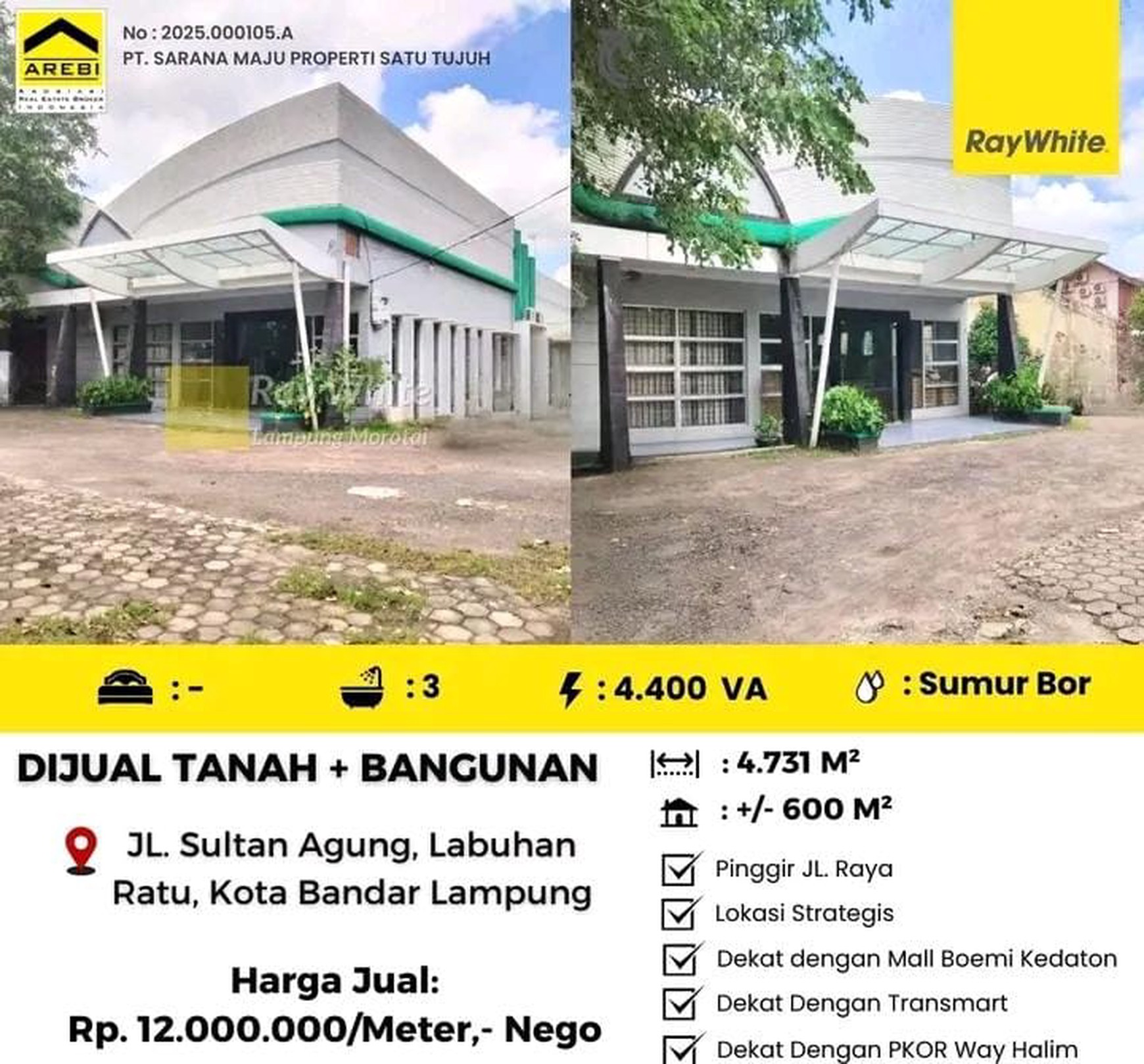 DIJUAL RUMAH DAN TANAH STRATEGIS DAN LUAS DI KEDATON