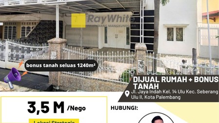 RUMAH + BONUS TANAH TENGAH KOTA PALEMBANG 