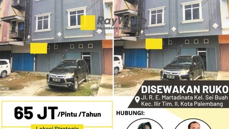 Disewakan ruko 2 pintu Jl R.E Martadinata di palembang