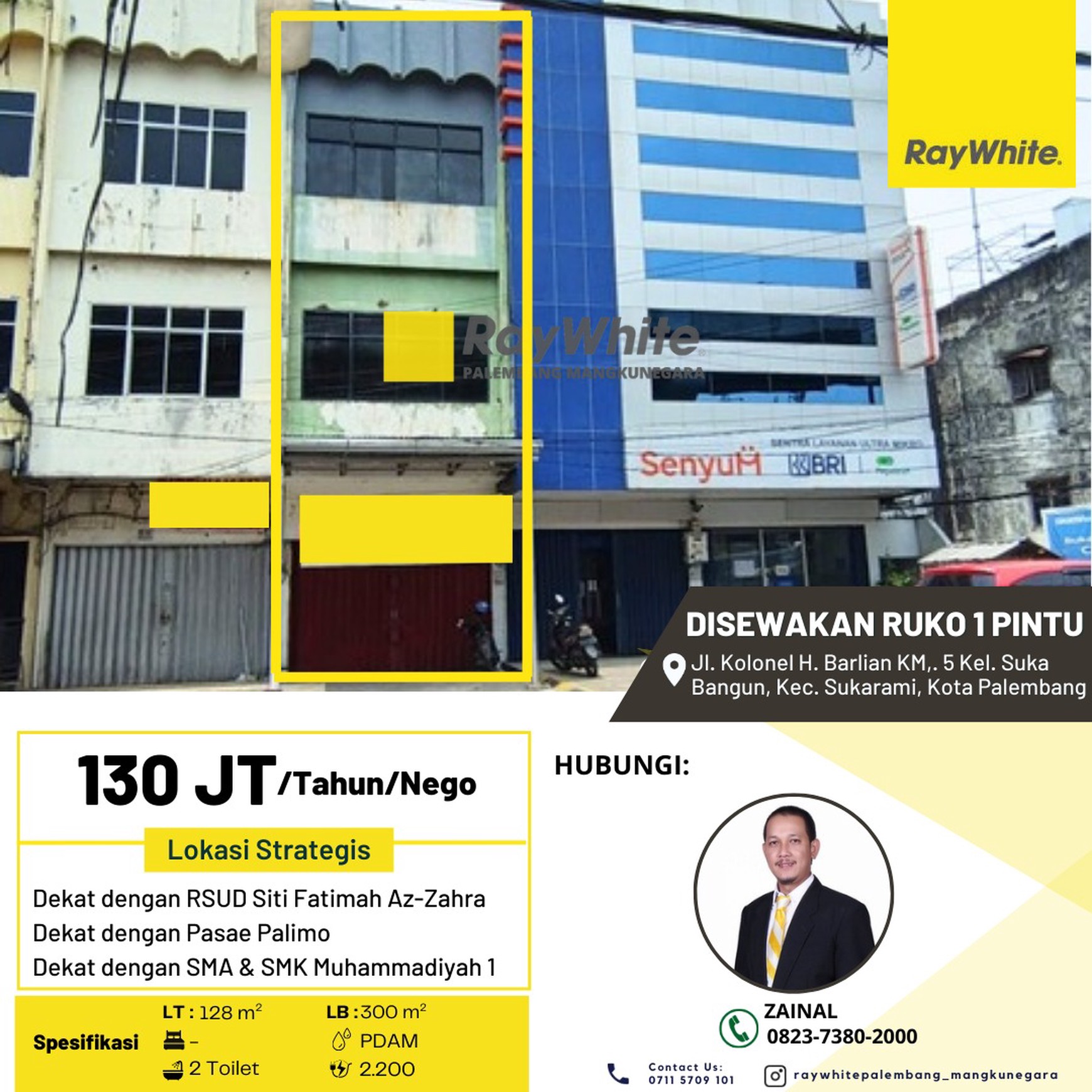 DISEWAKAN RUKO 1 PINTU 3 LT AREA STRATEGIS