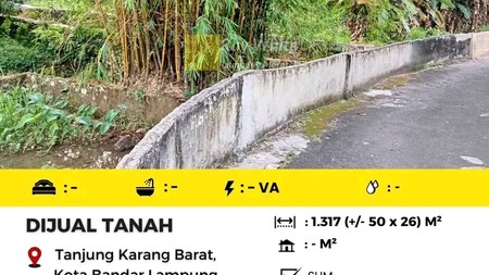 tanah luas 1317 m2 di segalamider bandar lampung