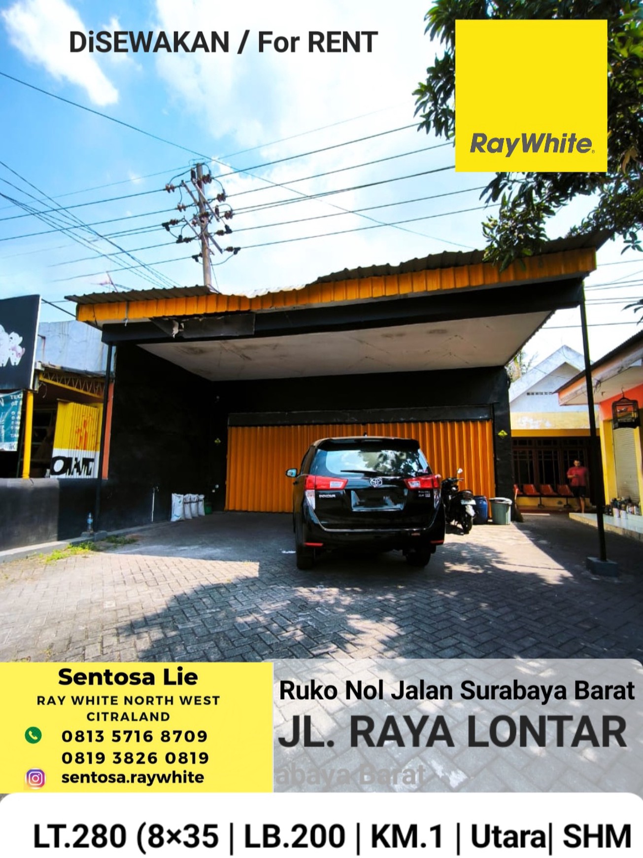 Murah Disewakan Ruko Nol Jalan Raya Lontar - Sambikerep - Surabaya Barat - Ruangan Lebar Loss - Strategis Lokasi