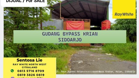 Dijual 351 m2 Gudang Nol Jalan Raya Bypass Krian Sidoarjo Jawa Timur - Plus Ruang Kantor - Dekat Akses Tol, Polsek Krian