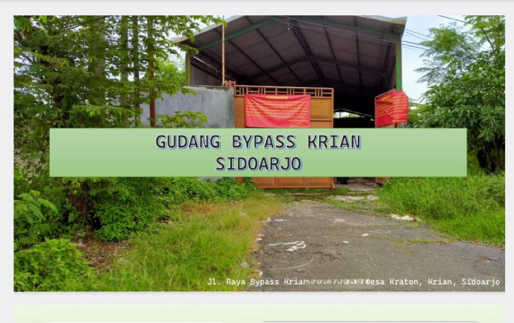 Dijual 351 m2 Gudang Nol Jalan Raya Bypass Krian Sidoarjo Jawa Timur - Plus Ruang Kantor - Dekat Akses Tol, Polsek Krian