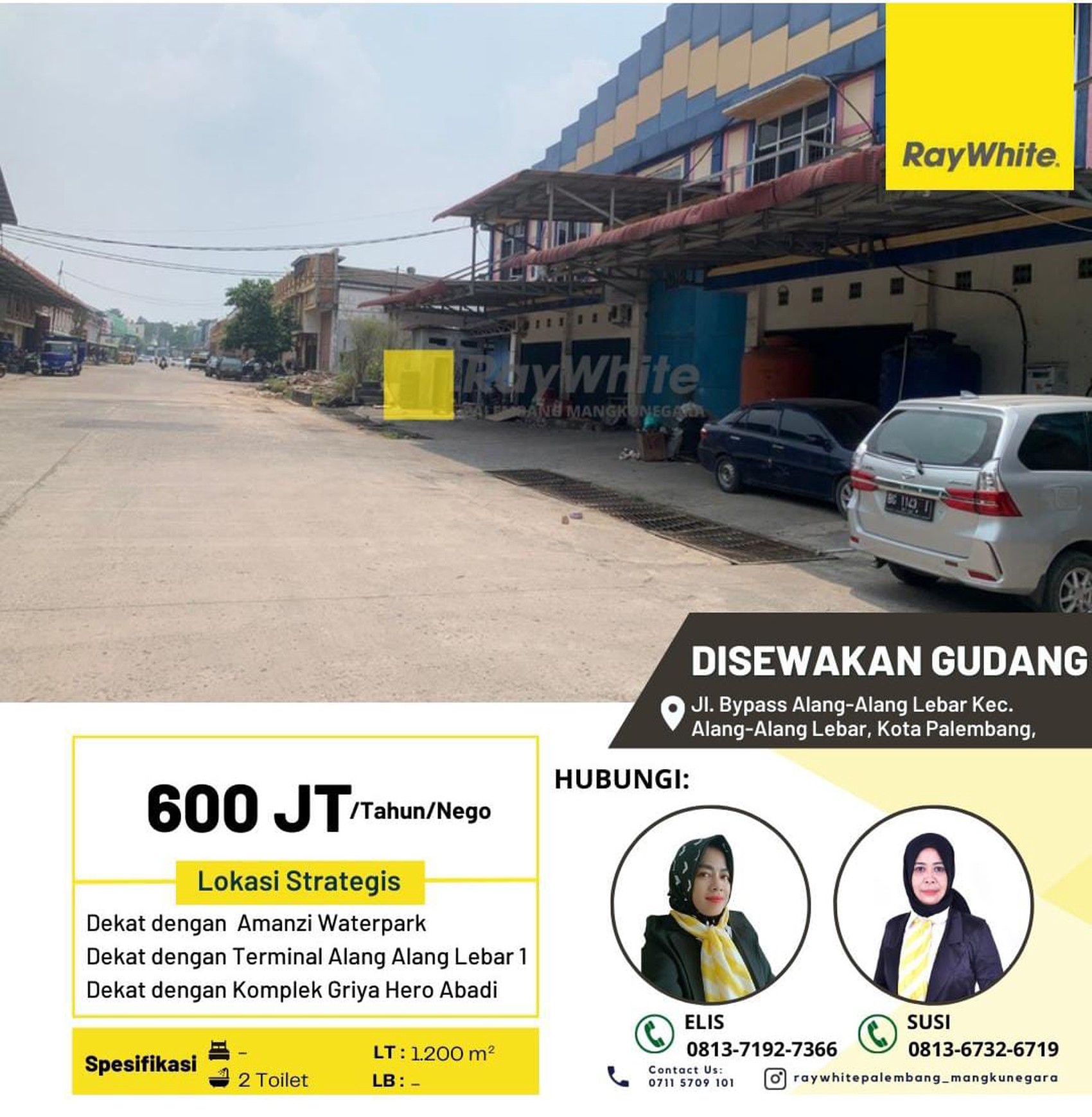 Gudang Alang - Alang Lebar Disewakan