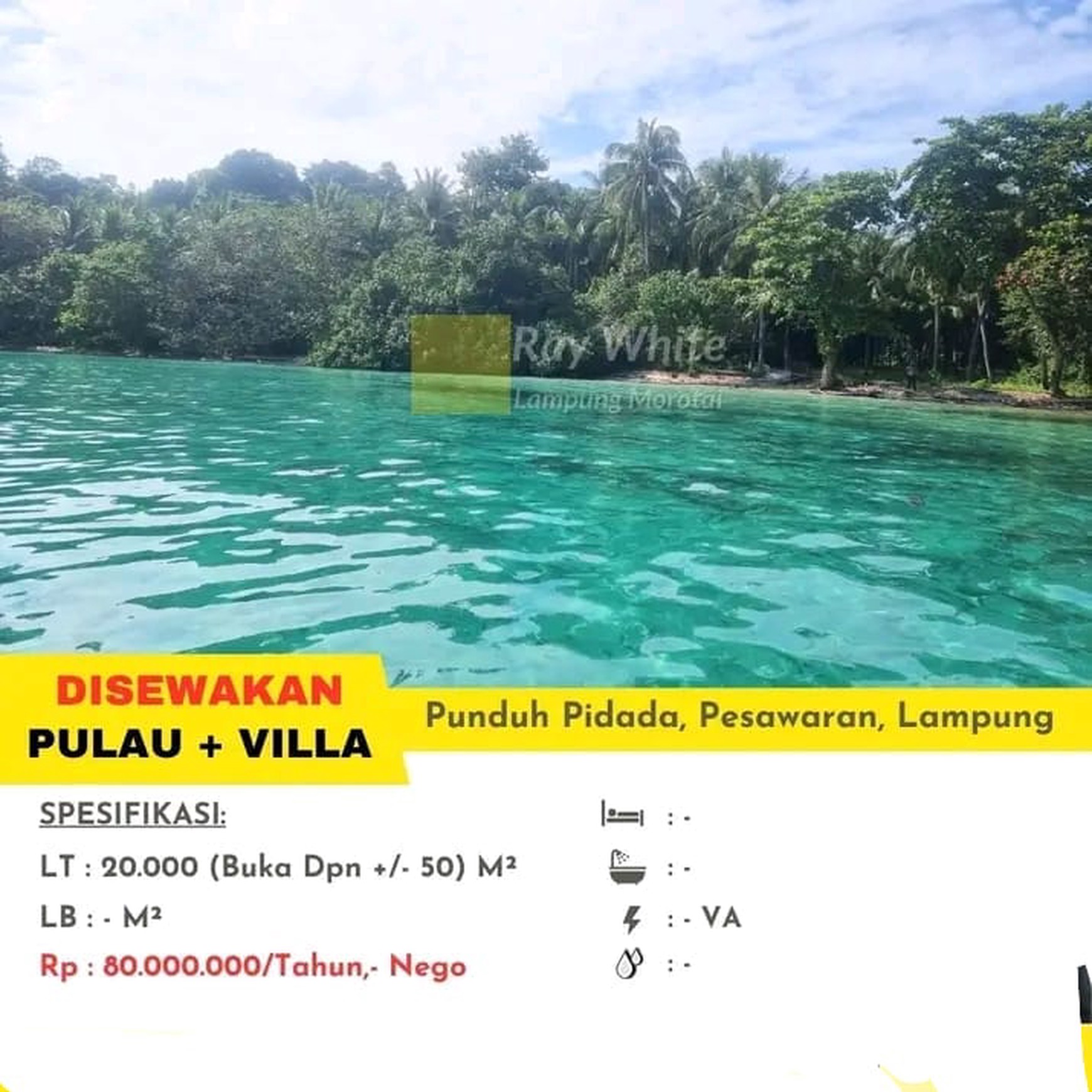 DISEWAKAN VILLA DI PULAU, PUNDUH PIDADA, PESAWARAN