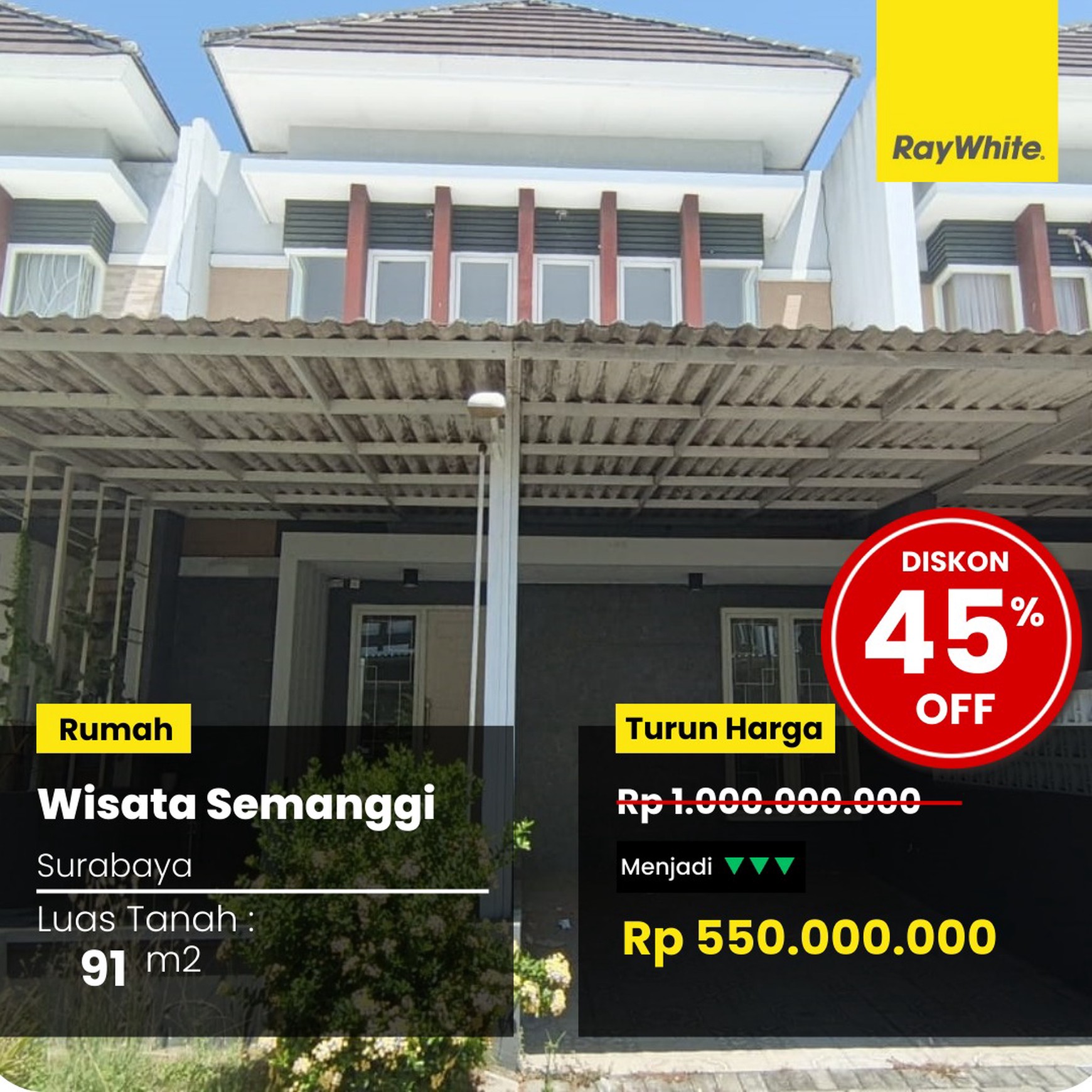 Dijual Rumah 500 Jutaan di Wisata Semanggi Surabaya