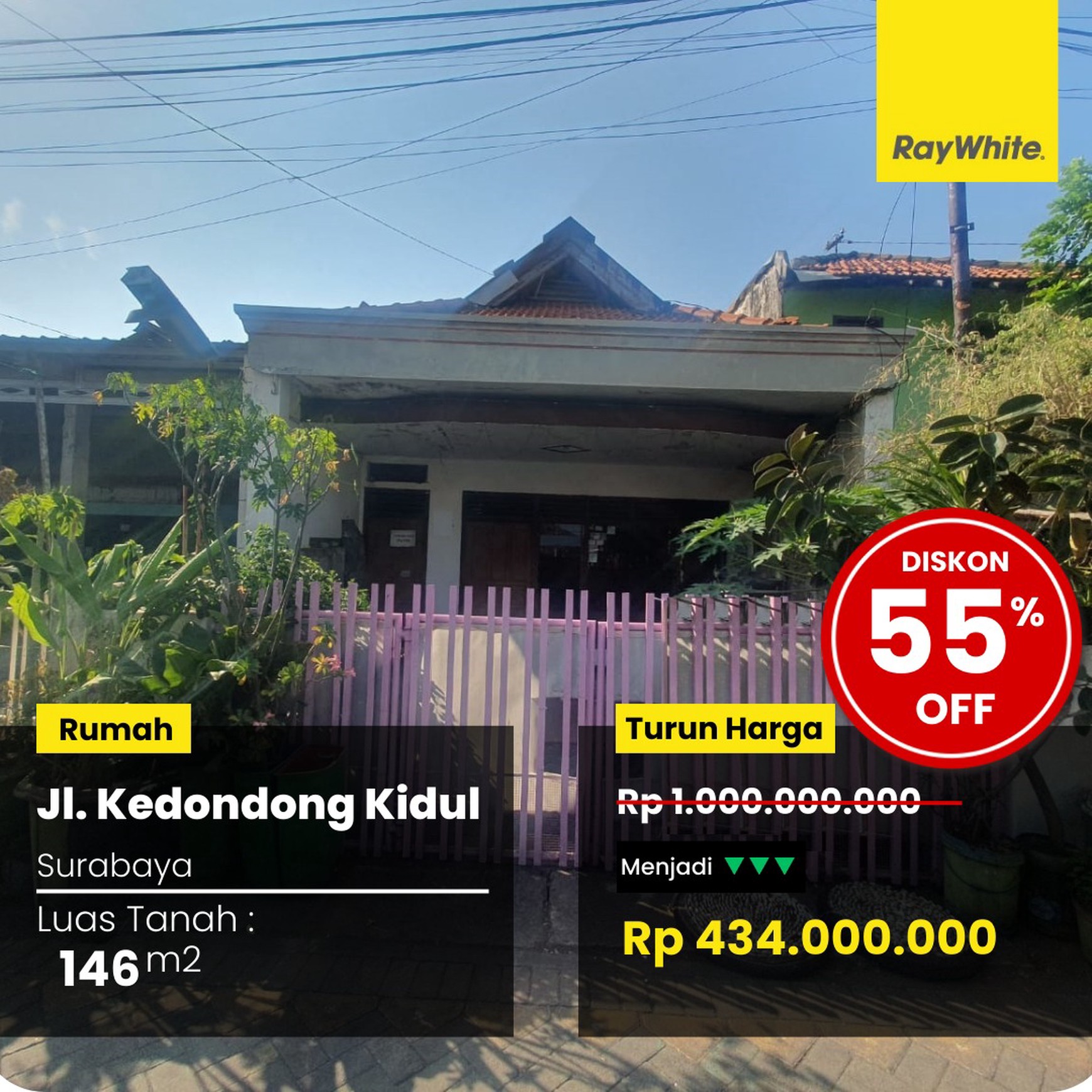 Dijual Rumah 400 Jutaan di Jl Kedondong Kidul Surabaya Pusat