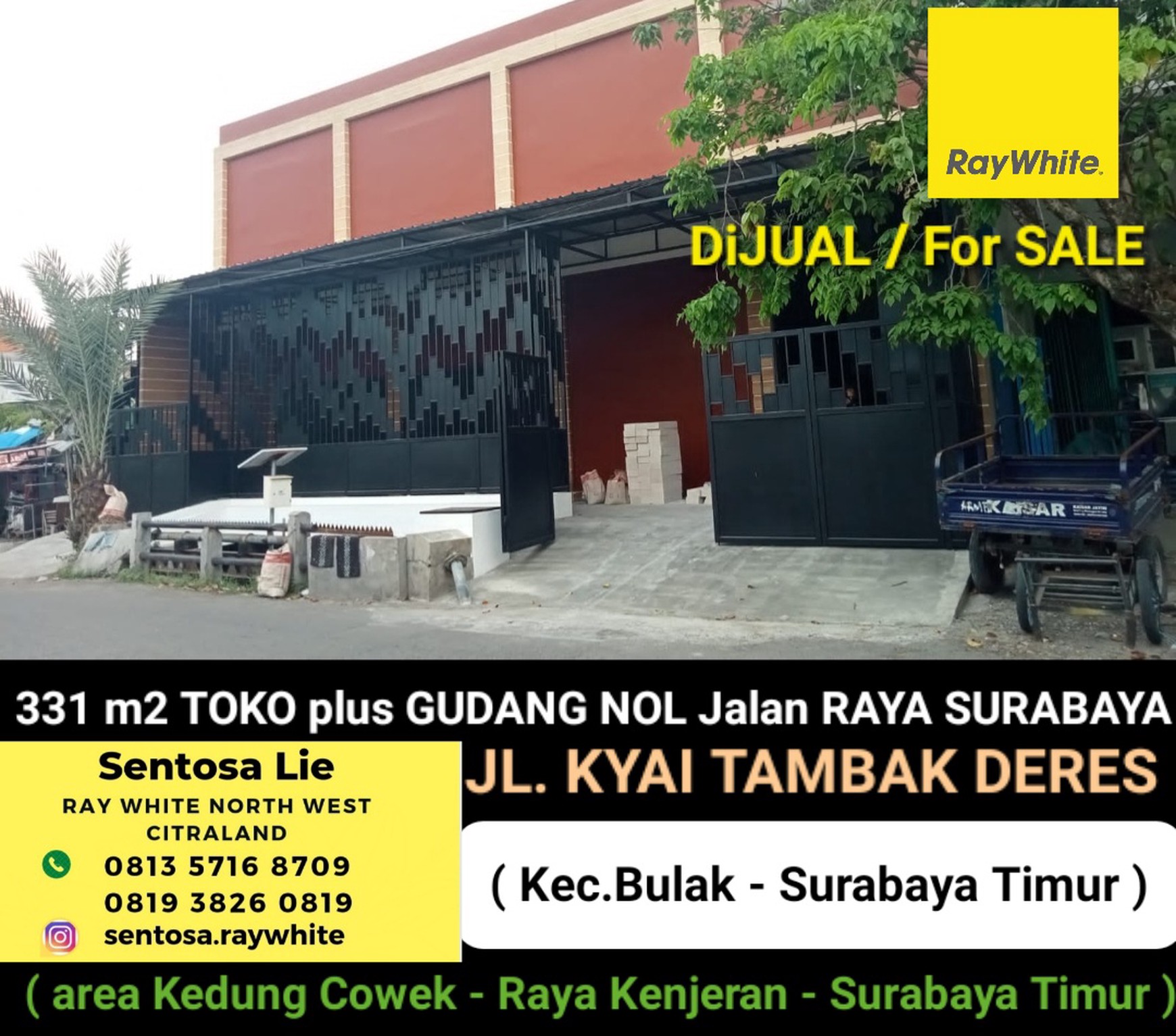 Dijual 331 m2 Toko Plus Gudang Jalan Kyai Tambak Deres - Bulak - Kenjeran - Kedung Cowek Surabaya Timur Lengkap Mess Karyawan 