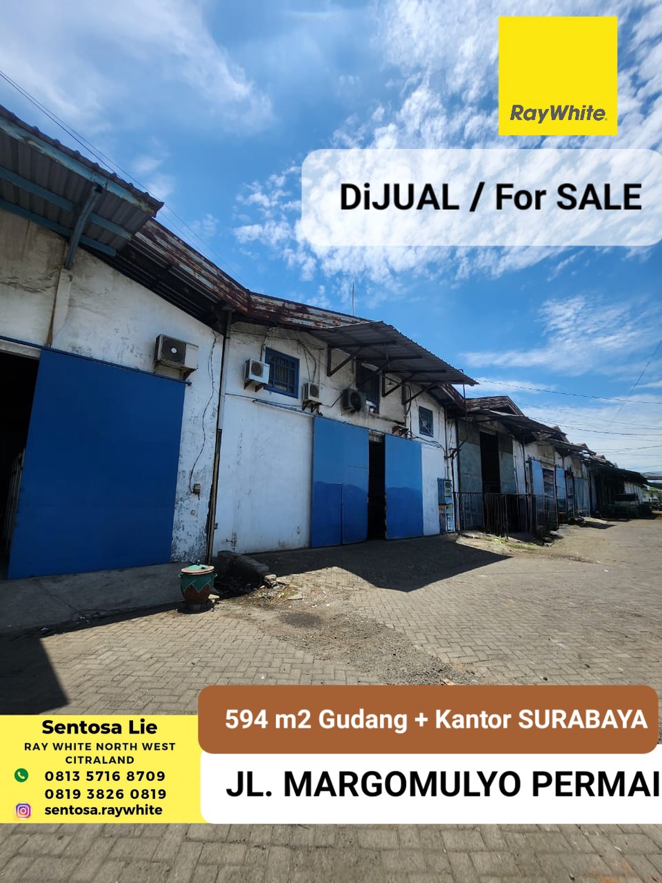 MURAH Dijual 594 m2 Gudang Margomulyo Permai - Greges - Asemrowo - Surabaya- SHM -ada Ruang Kantor - Akses Truk Kontainer
