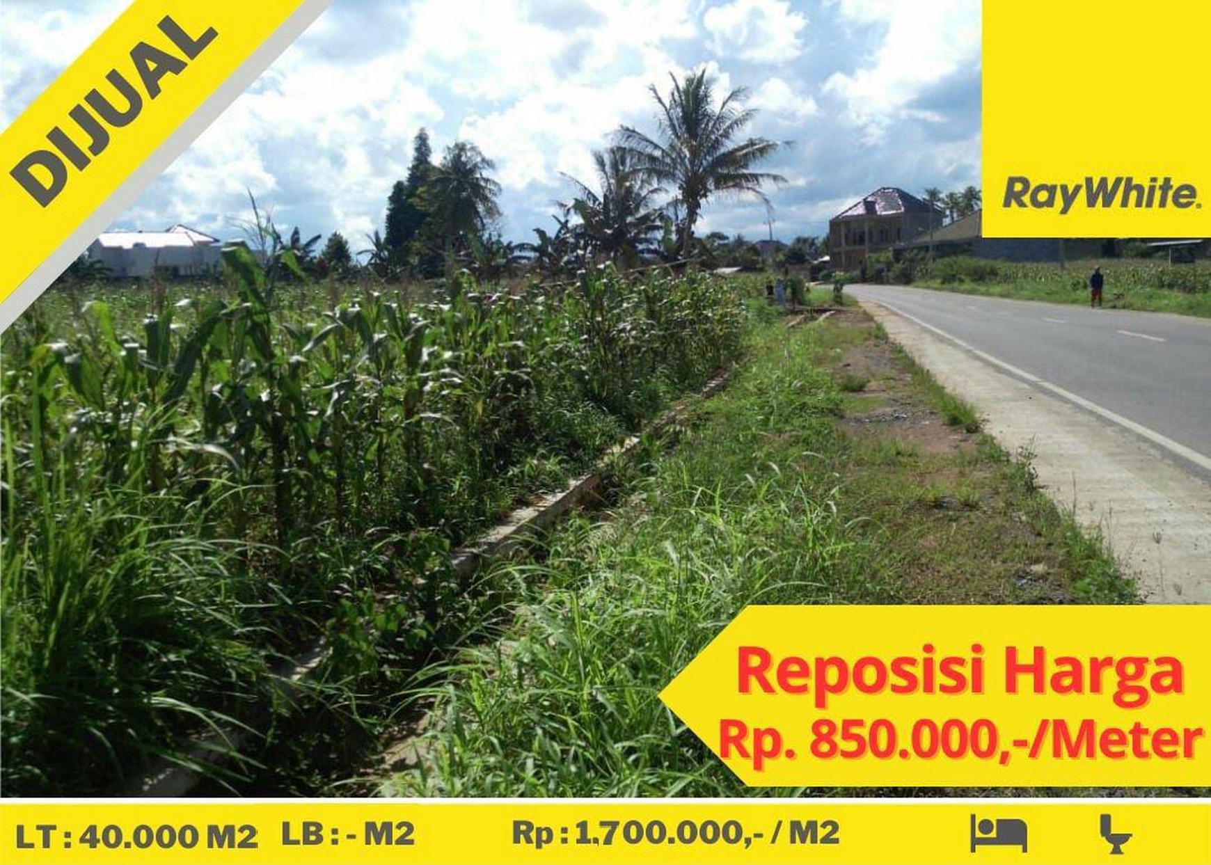 di jual tanah di area jalan utama rajabasa