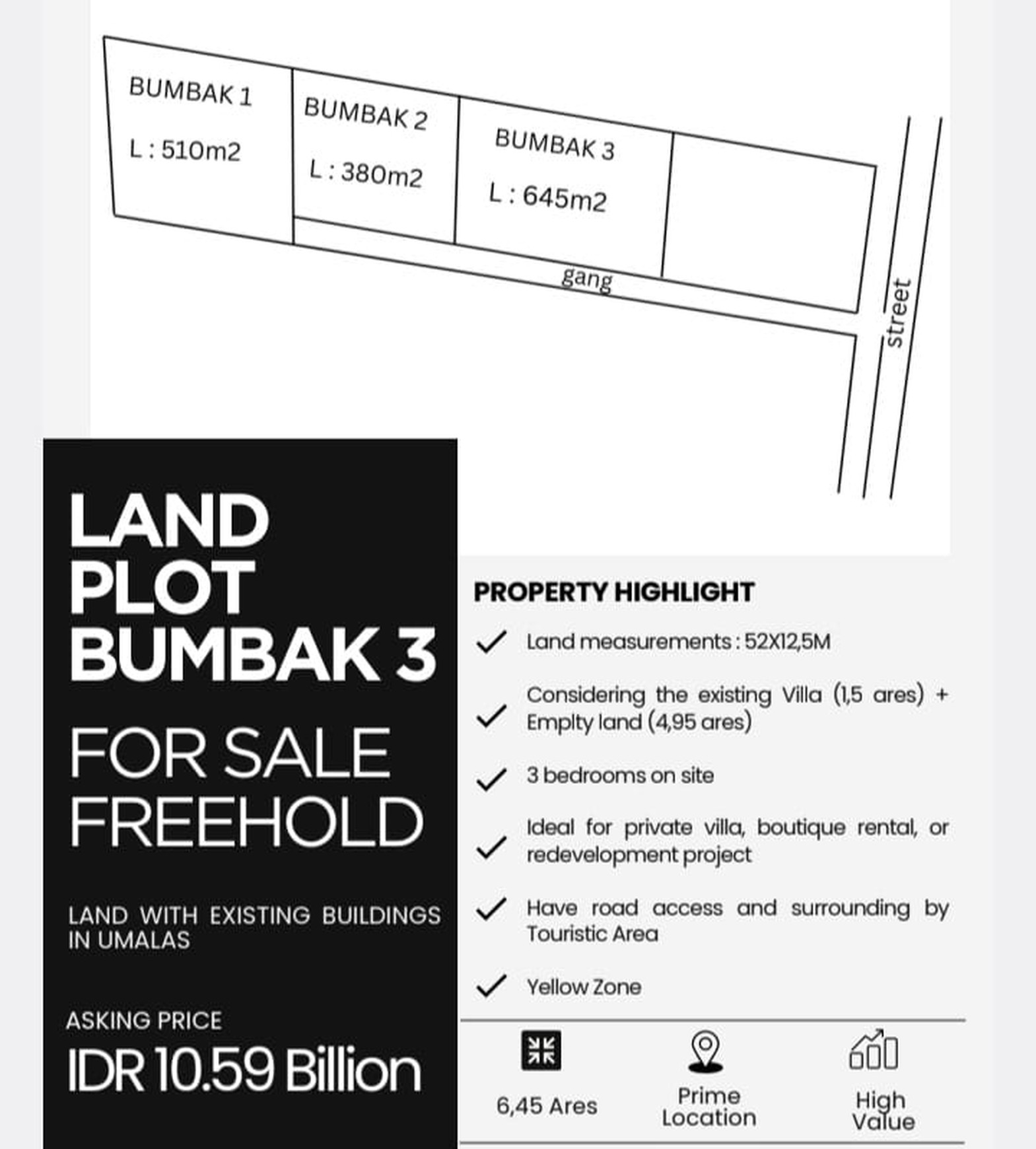 Freehold - Rare opportunity sale Land in Prime location Umalas, Bali