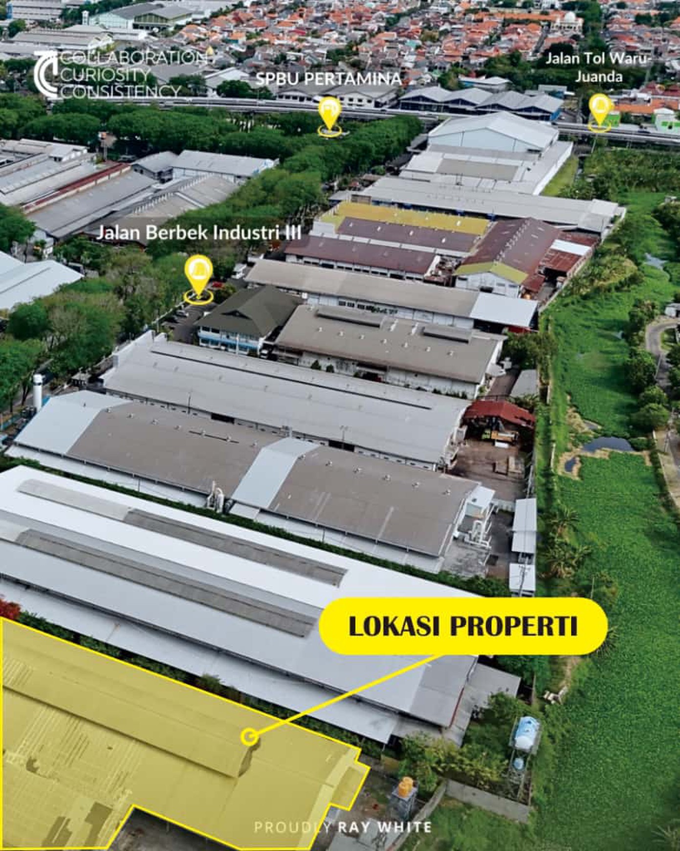 Gudang/Pabrik Disewakan Murah dan Luas Berlokasi Strategis di SIER Berbek Industri Surabaya