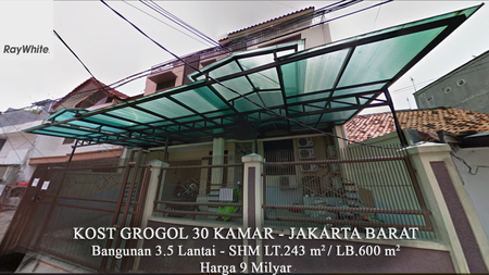 FOR SALE Rumah Kos 30 Kamar ROI Tinggi Grogol Jakarta Barat