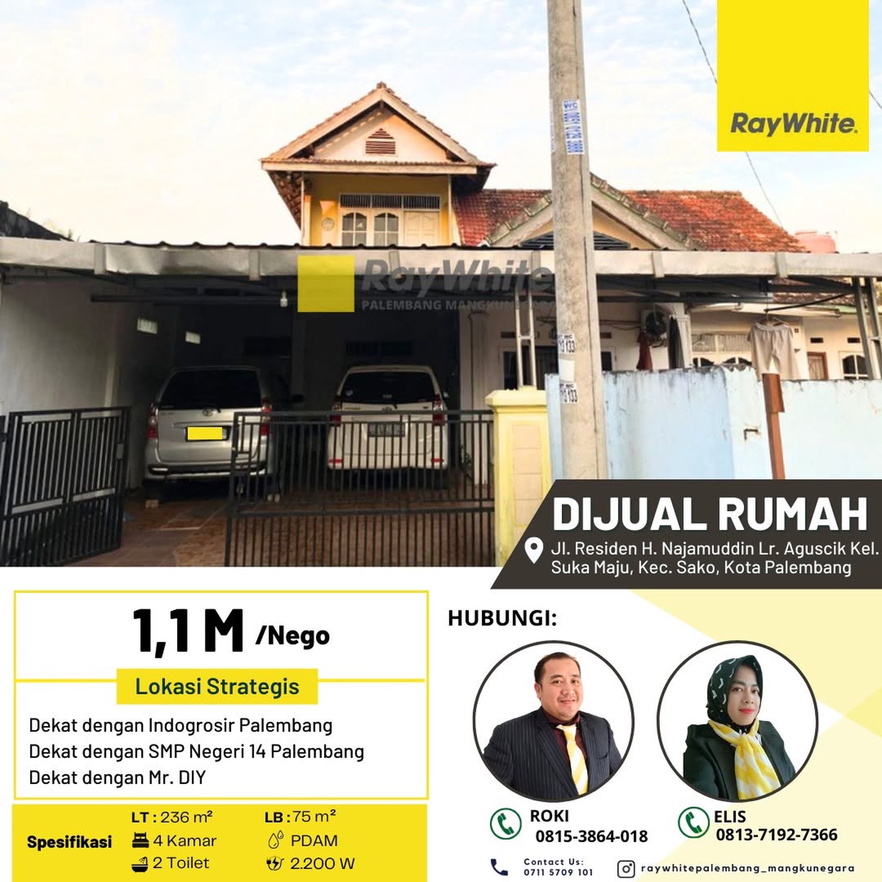 Dijual Cepat Rumah di Jl Residen H Najamuddin Kota Palembang